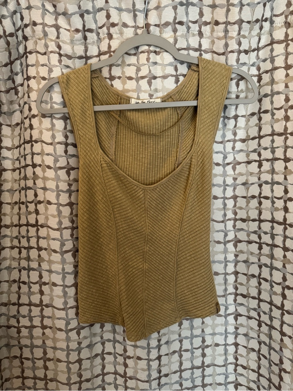 We The Free Olive Green Ribbed Scoop Tank